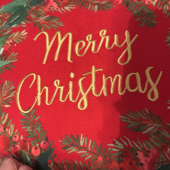 Merry Christmas Embroidered Holiday Throw 16x16” Pillow Home Decor - Picture 6 of 8